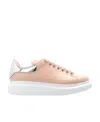 Alexander Mcqueen Pink Low Top Sneakers With Oversized Platform And Metallic Heel Tab In Leather Wom In Nude