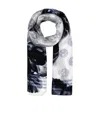 Alexander Mcqueen Silk Biker Scarf With Floral And Skull Print In Black