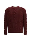 Alexander Mcqueen Mixed Wool Sweater In Burgundy