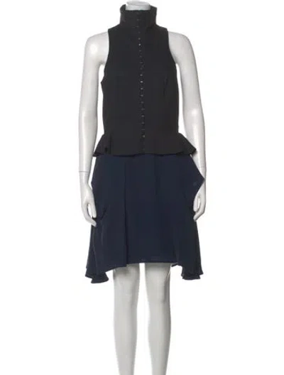 Pre-owned Alexander Mcqueen Mock Neck Knee-length Dress W/ Tags In Blue