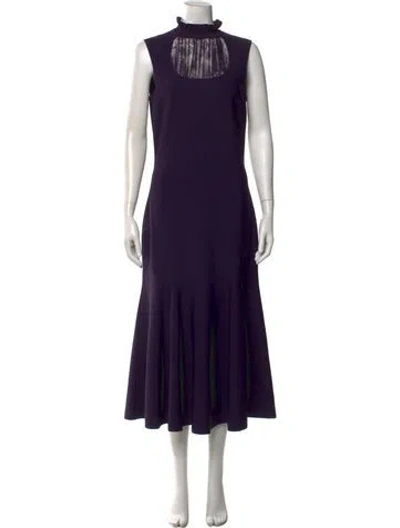 Pre-owned Alexander Mcqueen Mock Neck Long Dress W/ Tags In Purple
