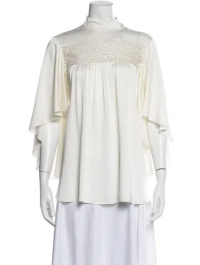 Pre-owned Alexander Mcqueen Mock Neck Long Sleeve Blouse In Neutral