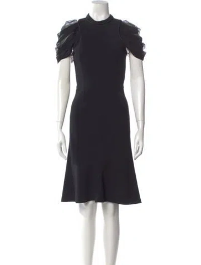 Pre-owned Alexander Mcqueen Mock Neck Midi Length Dress In Black