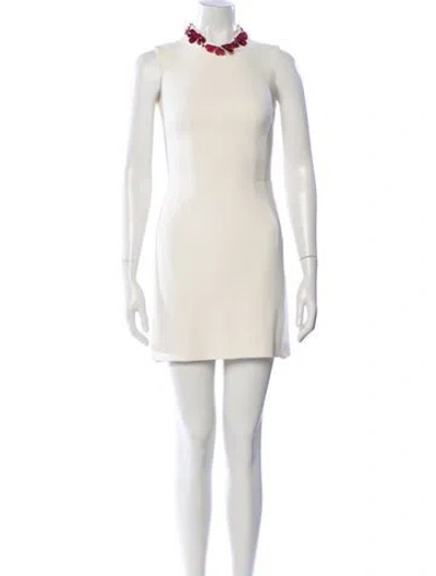 Pre-owned Alexander Mcqueen Mock Neck Mini Dress In Neutral