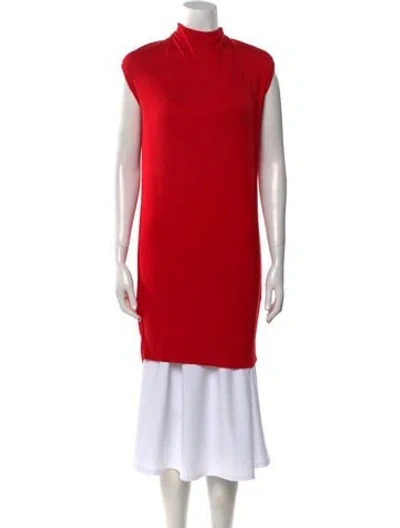 Pre-owned Alexander Mcqueen Mock Neck Sleeveless Tunic In Red