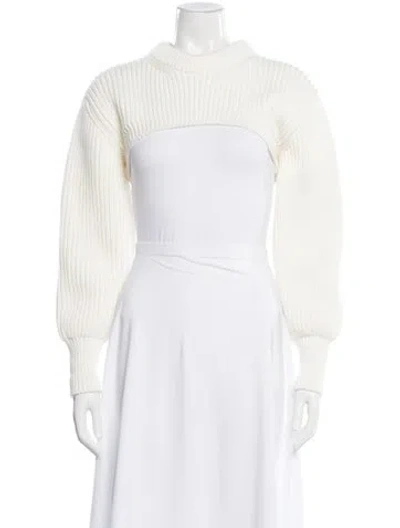 Pre-owned Alexander Mcqueen Mock Neck Sweater In White