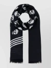 ALEXANDER MCQUEEN MODAL FOULARD WITH ALL-OVER SKULL PRINT AND STRIPED BORDER