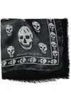 Alexander Mcqueen Skull-print Silk Scarf In Black