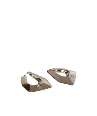 Alexander Mcqueen Modernist Geometric Logo Engraved Hoop Earrings In Neutral