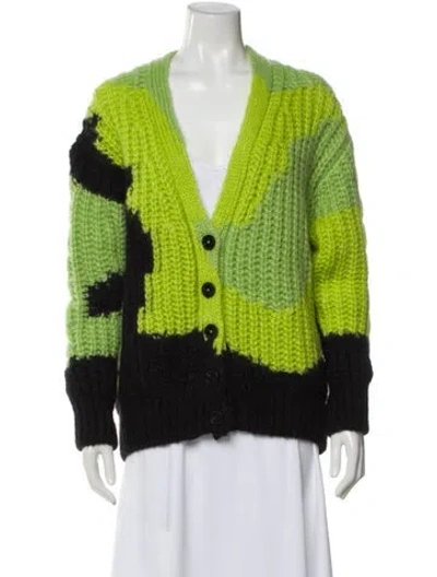 Pre-owned Alexander Mcqueen Mohair Colorblock Pattern Sweater In Green