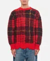 Alexander Mcqueen Check Pattern Distressed Jumper In Red