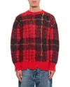 Alexander Mcqueen Check Pattern Distressed Jumper In Red
