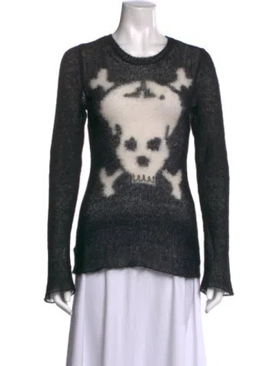 Pre-owned Alexander Mcqueen Mohair Graphic Print Sweater In Black