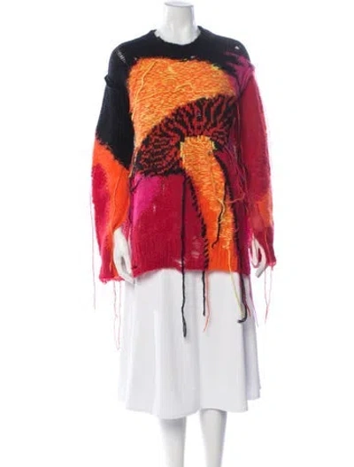 Pre-owned Alexander Mcqueen Mohair Graphic Print Sweater In Red