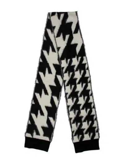 Pre-owned Alexander Mcqueen Mohair Houndstooth Print Scarf In Black