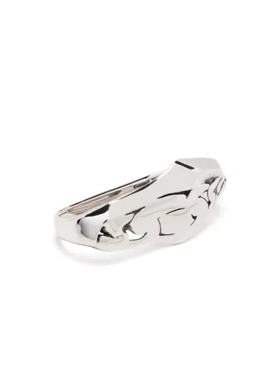 Alexander Mcqueen Asymmetric Oversized Ring In Silber