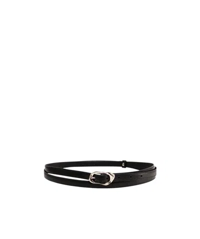 Alexander Mcqueen Molten Thin Leather Belt In Black