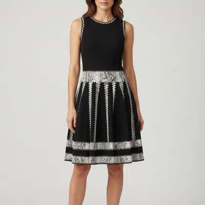 Pre-owned Alexander Mcqueen Monochrome Jacquard Knit Skater Mini Dress Xs In Black