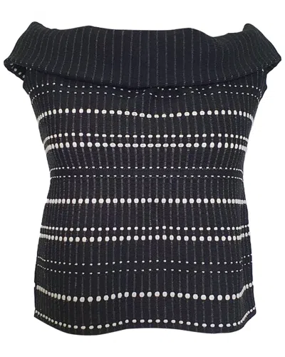 Pre-owned Alexander Mcqueen Monochrome Knit Boucle Detail Off-shoulder Crop Top