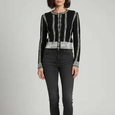 Pre-owned Alexander Mcqueen Monochrome Snakeskin Print Knit Cropped Cardigan S In Black