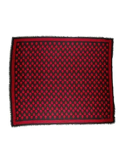 Pre-owned Alexander Mcqueen Monogram Pattern Scarf In Black