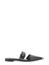 Alexander Mcqueen Leather Pointed Mules With Buckle In Black