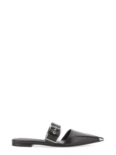 Alexander Mcqueen 10mm Punk Leather Mules In Black