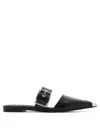 Alexander Mcqueen Mesh And Leather Flat Mules In Black