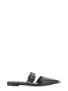 Alexander Mcqueen Leather Pointed Mules With Buckle In Black