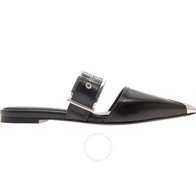 ALEXANDER MCQUEEN ALEXANDER MCQUEEN MULES WITH METAL TIP IN LEATHER