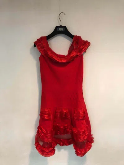Alexander Mcqueen Multi-layer Ruffled Dress In Red