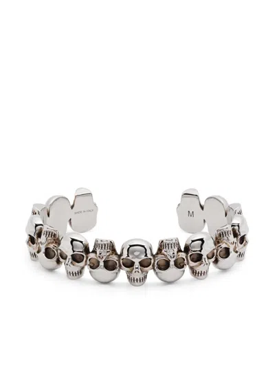 Alexander Mcqueen Multi-skull Bracelet In Silver
