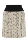 Alexander Mcqueen Textured Tweed Skirt With Contrasting Waistband In Multicoloured