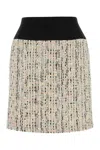 Alexander Mcqueen Textured Tweed Skirt With Contrasting Waistband