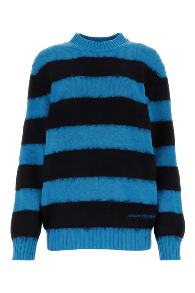 ALEXANDER MCQUEEN MULTICOLOR EMBROIDERED COTTON BLEND SWEATER