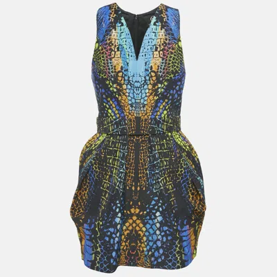 Pre-owned Alexander Mcqueen Multicolor Printed Cotton Blend Mini Dress S