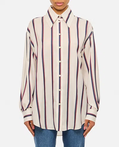 Alexander Mcqueen Multicolor Silk Striped Shirt In Beige