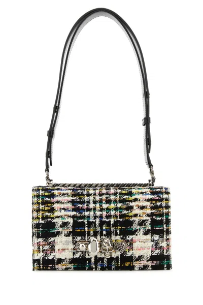 ALEXANDER MCQUEEN MULTICOLOR TWEED SKULL SHOULDER BAG