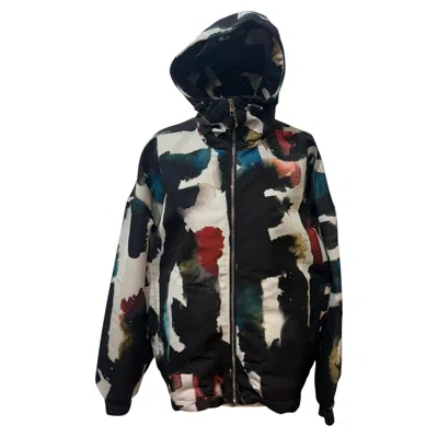 Pre-owned Alexander Mcqueen Multicolored Graffiti Hooded Wind Jacket Size It 46 In Black