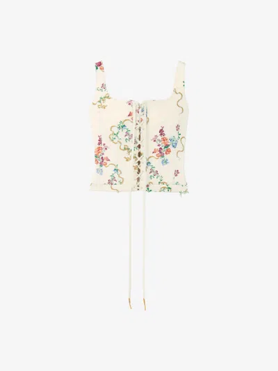 Alexander Mcqueen Floral-print Crepe Corset Top In Multi