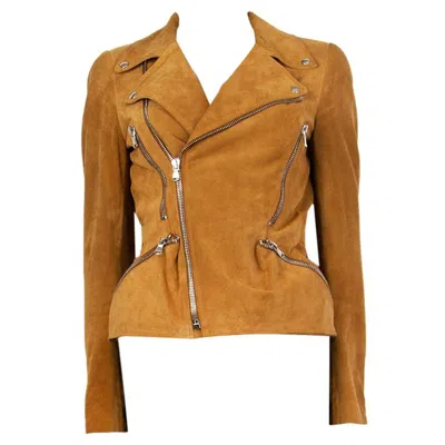 Pre-owned Alexander Mcqueen Mustard Suede Biker Jacket 38 In Yellow