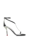ALEXANDER MCQUEEN NAKED SILVER MIRROR FABRIC HARNESS SANDALS