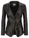 Alexander Mcqueen Tailored Leather Jacket Jackets Black In Black