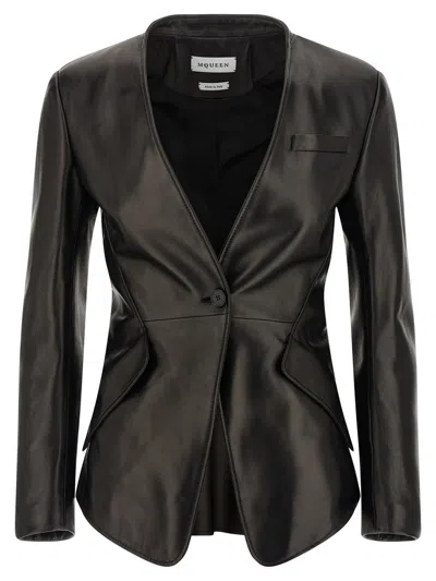 Alexander Mcqueen Nappa Blazer Blazers Black