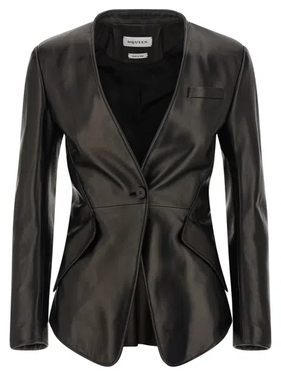 ALEXANDER MCQUEEN NAPPA BLAZER BLAZERS BLACK