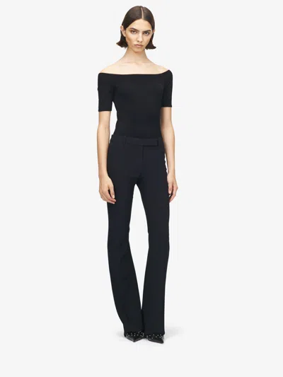 Alexander Mcqueen Pants Mcqueen Woman Color Black In Animal Print