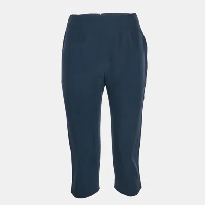 Pre-owned Alexander Mcqueen Navy Blue Crepe Zip Detail Culottes S