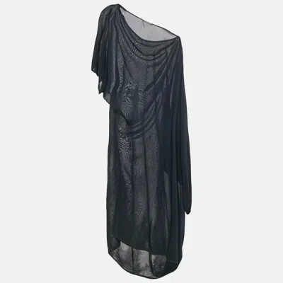 Pre-owned Alexander Mcqueen Navy Blue Jersey Asymmetric Dress M