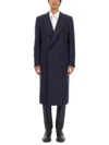 Alexander Mcqueen Double-breasted Wool Coat In Navy Blue
