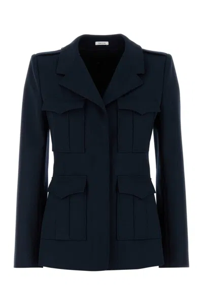 ALEXANDER MCQUEEN NAVY BLUE WOOL BLAZER